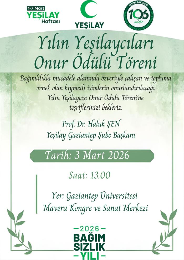 Yılın Yeşilaycıları Onur Ödülü Töreni