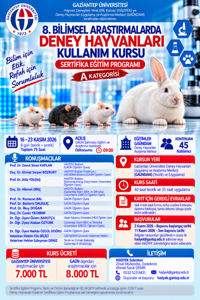 (8. Bilimsel Araştırmalarda Deney Hayvanları Kullanım Kursu