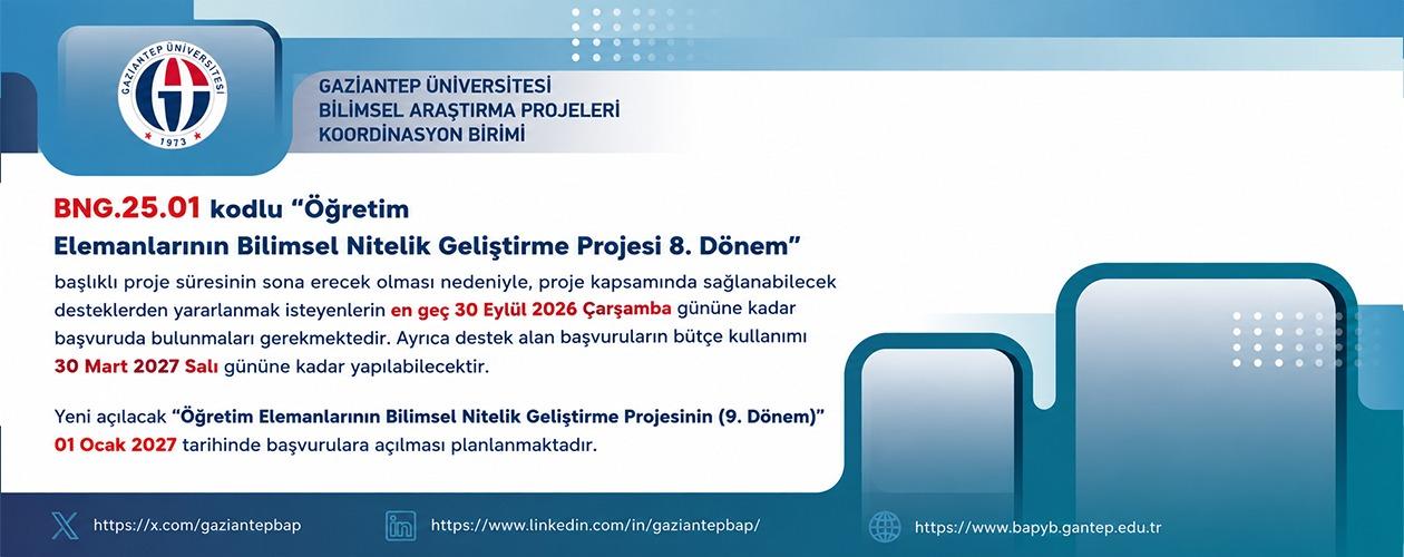 Öğretim Elemanlarının Bilimsel Nitelik Geliştirme Projesi 8. Dönem